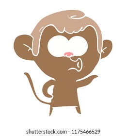 flat color style cartoon hooting monkey