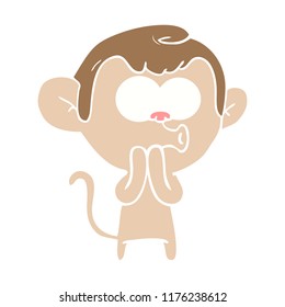 flat color style cartoon hooting monkey