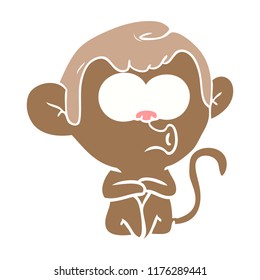 flat color style cartoon hooting monkey