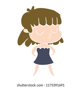 flat color style cartoon indifferent woman