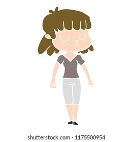 flat color style cartoon indifferent woman