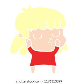 flat color style cartoon indifferent woman