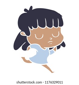 flat color style cartoon indifferent woman running