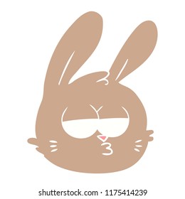 flat color style cartoon jaded rabbit face