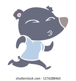 flat color style cartoon jogging bear