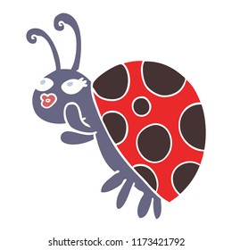 flat color style cartoon ladybug