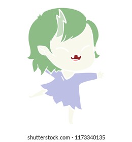 flat color style cartoon laughing vampire girl