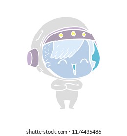 flat color style cartoon laughing astronaut girl 
