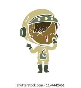flat color style cartoon laughing astronaut girl 