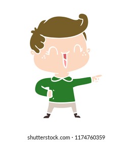 flat color style cartoon laughing boy pointing