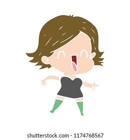 flat color style cartoon laughing woman pointing