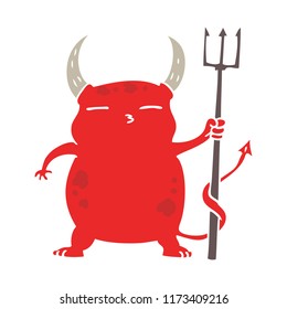 flat color style cartoon little devil