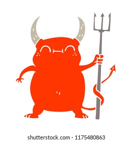 estilo de cor plana desenho animado pequeno diabo