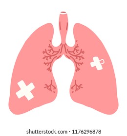 flat color style cartoon lungs
