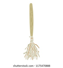 flat color style cartoon magic broom