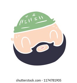 flat color style cartoon male face with beard
