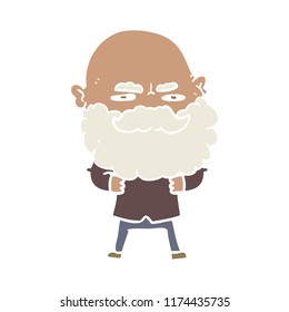 flat color style cartoon man with beard frowning