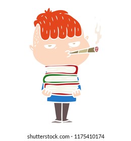 flat color style cartoon man smoking