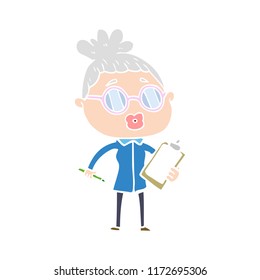 flat color style cartoon manager woman wearing spectacles