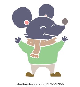 Cartoon-Maus mit flacher Farbe