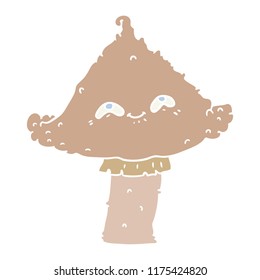 flat color style cartoon mushroom with face