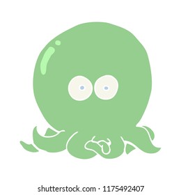 flat color style cartoon octopus