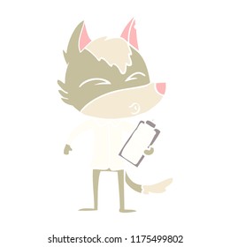 flat color style cartoon office wolf whistling