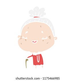 flat color style cartoon old lady