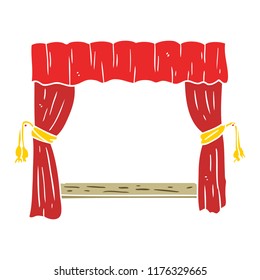 flat color style cartoon open curtains