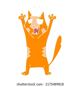 flat color style cartoon panicking cat