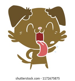 flat color style cartoon panting dog