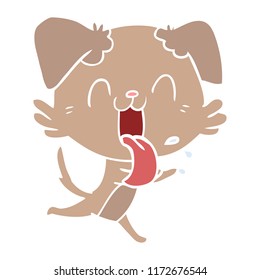 flat color style cartoon panting dog running