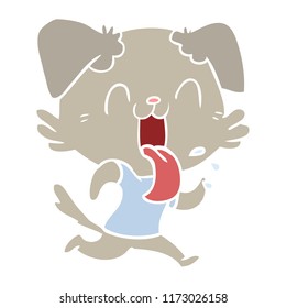 flat color style cartoon panting dog running