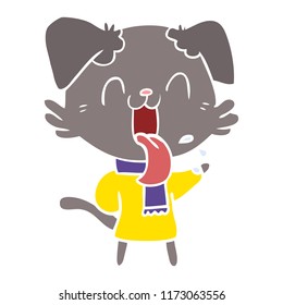 flat color style cartoon panting dog