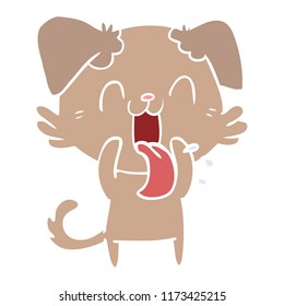 flat color style cartoon panting dog
