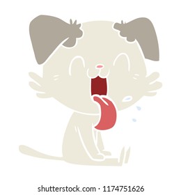 flat color style cartoon panting dog