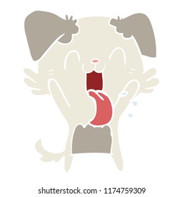 flat color style cartoon panting dog waving