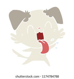 flat color style cartoon panting dog