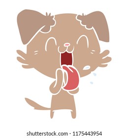 flat color style cartoon panting dog