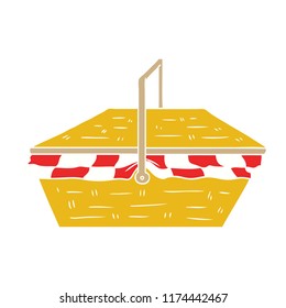 flat color style cartoon picnic basket