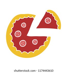 flat color style cartoon pizza