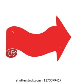 flecha señaladora de dibujos animados de estilo de color plano