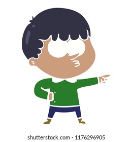 flat color style cartoon pointing boy