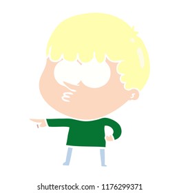 flat color style cartoon pointing boy