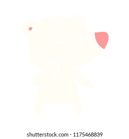 flat color style cartoon polar bear considering