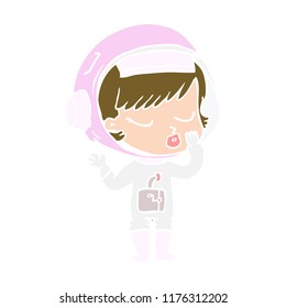 flat color style cartoon pretty astronaut girl