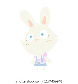 flat color style cartoon rabbit shrugging shoulders