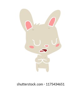 flat color style cartoon rabbit talking