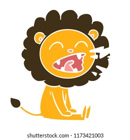 flat color style cartoon roaring lion