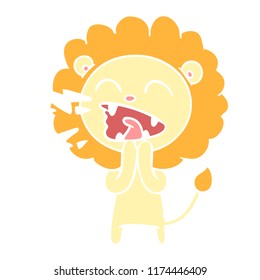 flat color style cartoon roaring lion